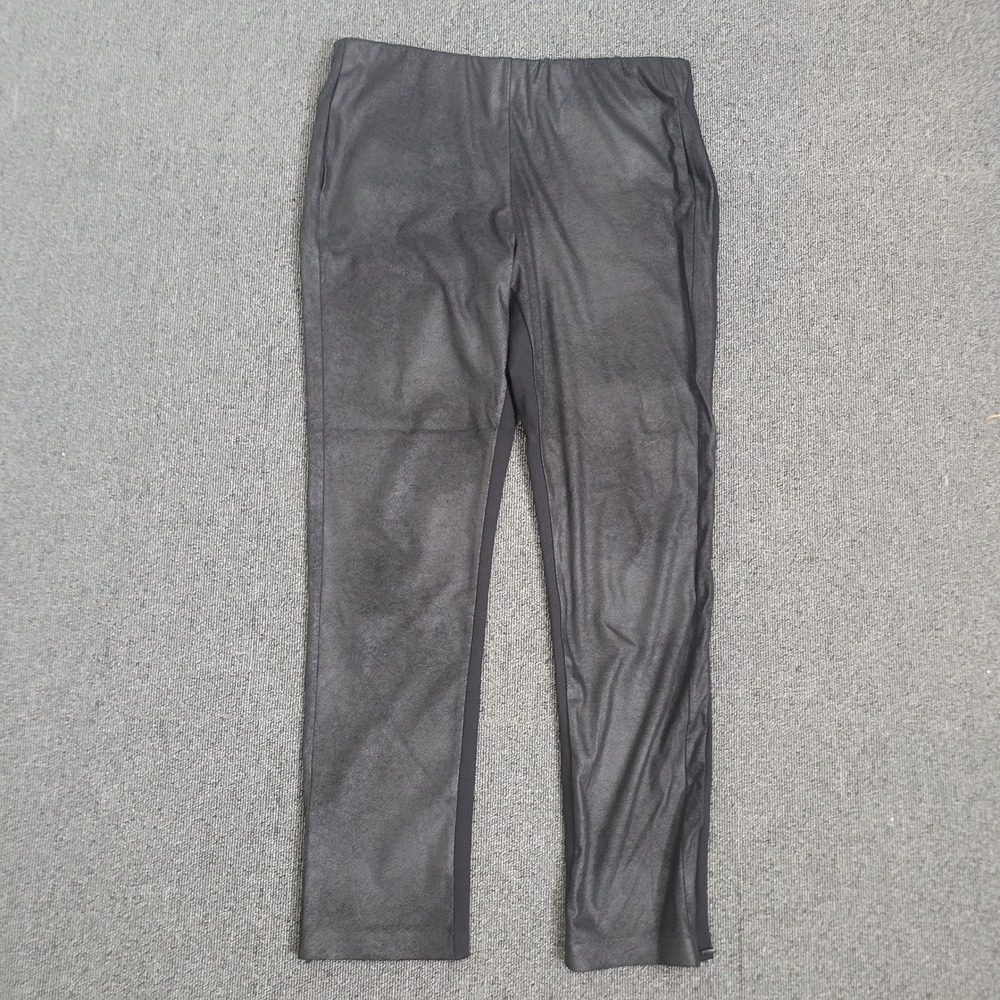 Duette NYC Size M Faux Leather Leggings Womens‎ Black Mixed Media Side Zip Ankle